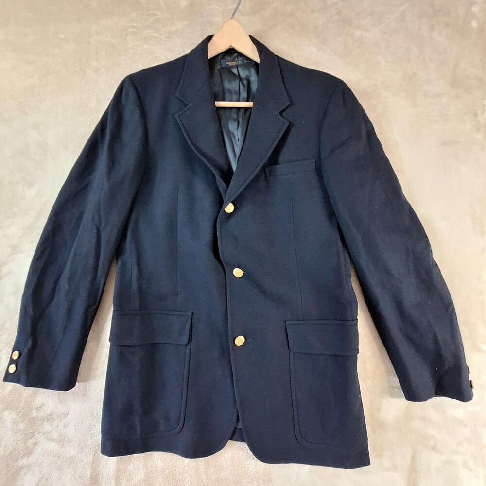 Brooks Brothers Blazer Mens 46 Long Wool Blend Brooksgate Gold Button Office
